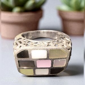 Vintage Marsala Jewelers MOP Shell & Sterling Silver Inlay Ring